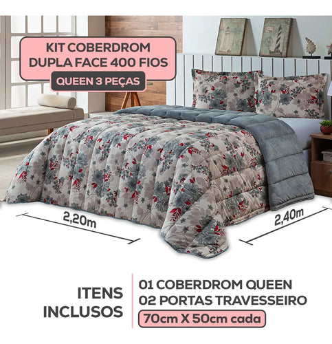 Imagem 2 de 4 de Kit Coberdrom Casal Queen Jogo Cama Dupla Face 400 Fios