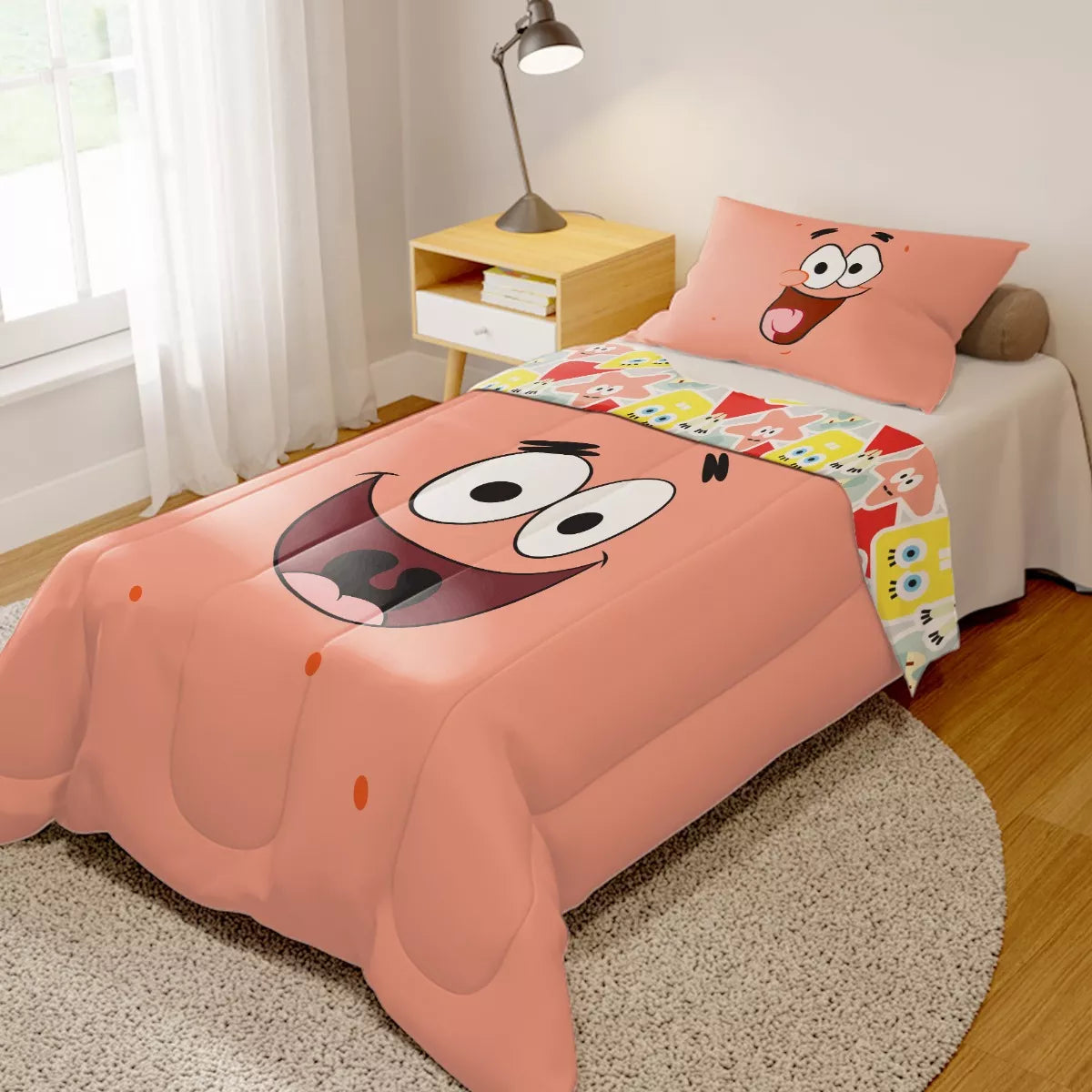 Edredom Infantil Solteiro Dupla Face Bob Esponja - Image 1