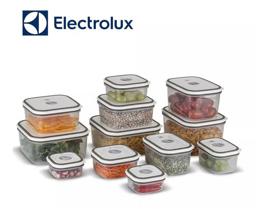 Imagem 2 de 5 de Kit Potes Herméticos Plásticos Cinza 12 Unidades Electrolux