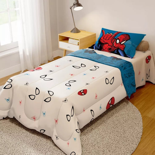 Imagem 2 de 2 de Edredom Infantil Solteiro Homem Aranha Dupla Face Cor Vermelho