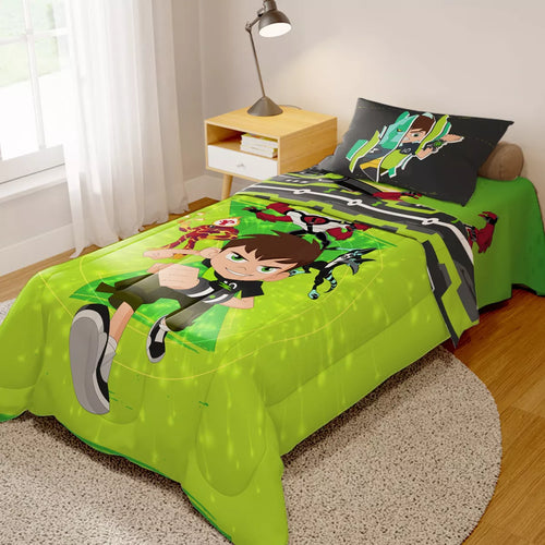 Imagem 1 de 2 de Edredom Infantil Solteiro Ben 10 Cor Verde Desenho Do Tecido