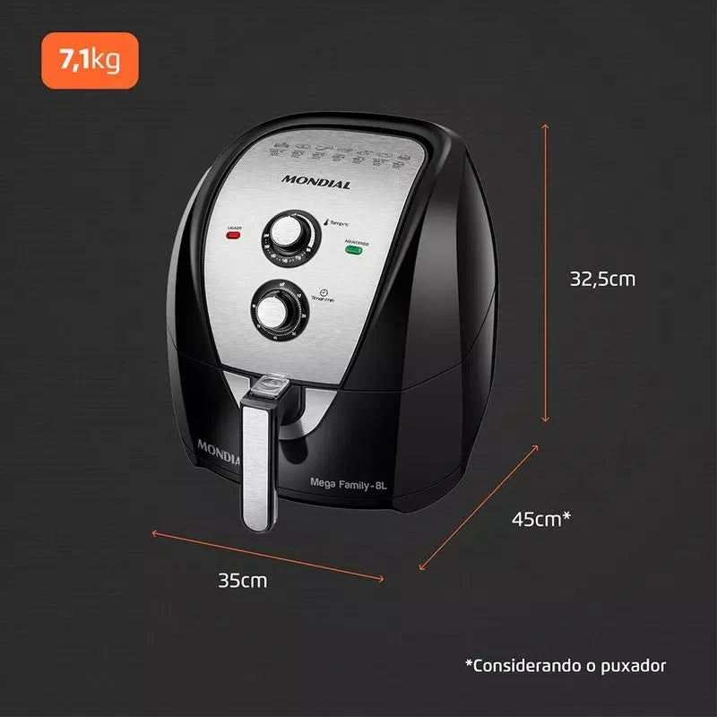 Fritadeira Air Fryer Afn-80-bi 8 Litros 1900w Mondial Cor Preto/Inox 110V - Image 4