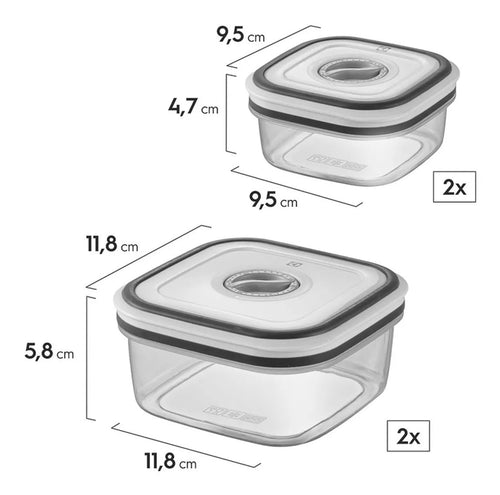 Imagem 3 de 5 de Kit Potes Herméticos Plásticos Cinza 12 Unidades Electrolux