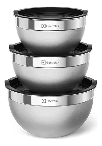 Imagem 1 de 5 de Conjunto Bowls Tigelas Inox Com Tampa Plástica - Electrolux