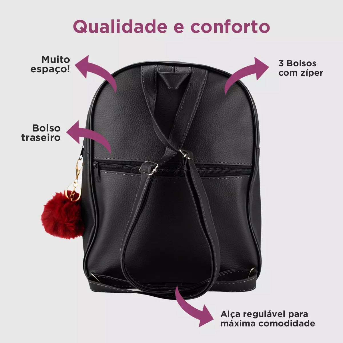 Mochila Feminina De Couro Social Pequena Blogueira - Image 3