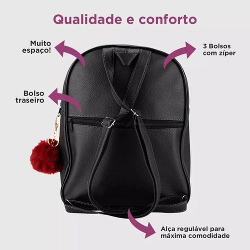 Imagem 3 de 4 de Mochila Feminina De Couro Social Pequena Blogueira