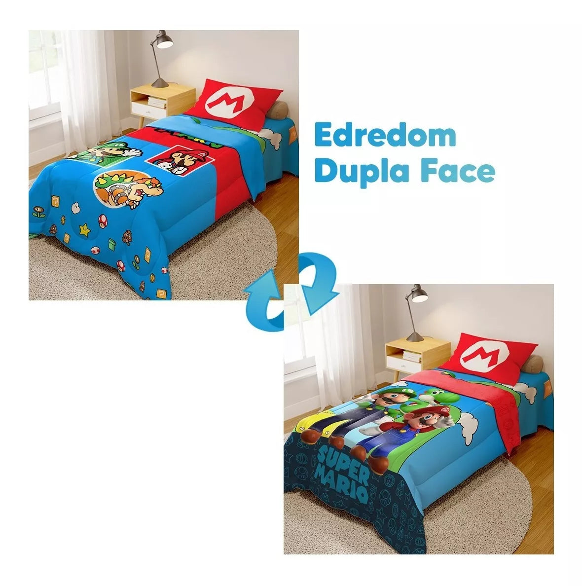 Jogo De Edredom Infantil Dupla Face Super - Mario - Image 2