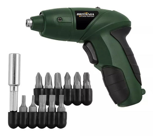 Imagem 3 de 3 de Parafusadeira Britânia 4,8v Com 11 Bits E Prolongador Bpf01