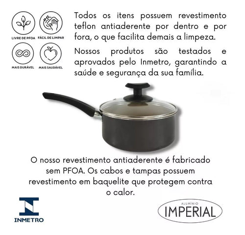 Imagem 4 de 4 de Conjunto Panelas 17 Pc Antiaderente Brinde Panela Pressão