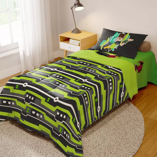 Imagem 2 de 2 de Edredom Infantil Solteiro Ben 10 Cor Verde Desenho Do Tecido