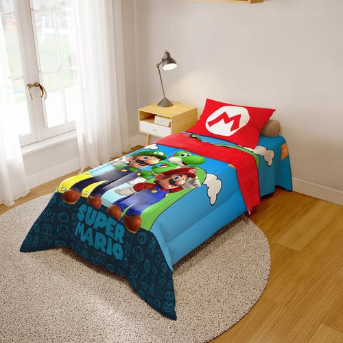 Imagem 3 de 3 de Jogo De Edredom Infantil Dupla Face Super - Mario