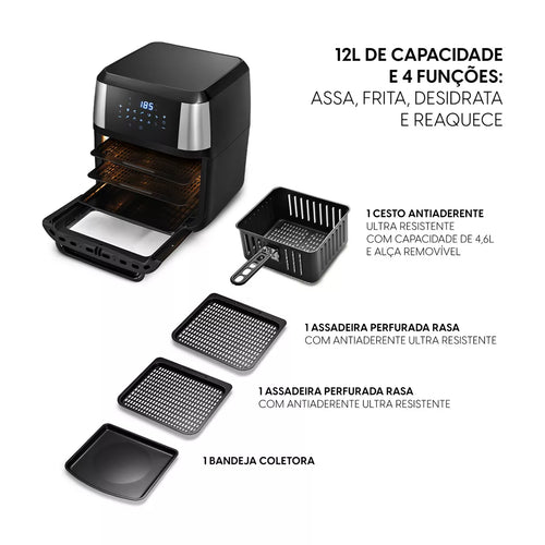 Imagem 4 de 5 de Fritadeira Elétrica Sem Óleo Elgin 12 Litros 4 Em 1 Forno