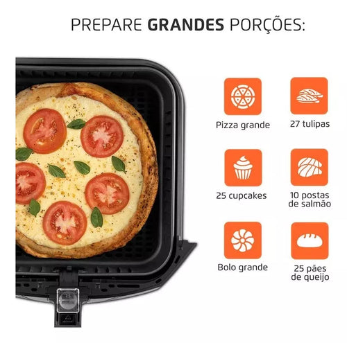 Imagem 7 de 7 de Fritadeira Air Fryer Afn-80-bi 8 Litros 1900w Mondial Cor Preto/Inox 110V