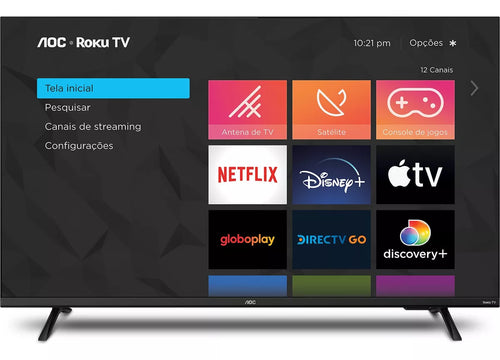 Imagem 1 de 5 de Smart Tv 43'' Full Hd Com Roku Tv 43s5135/78g Aoc Bivolt